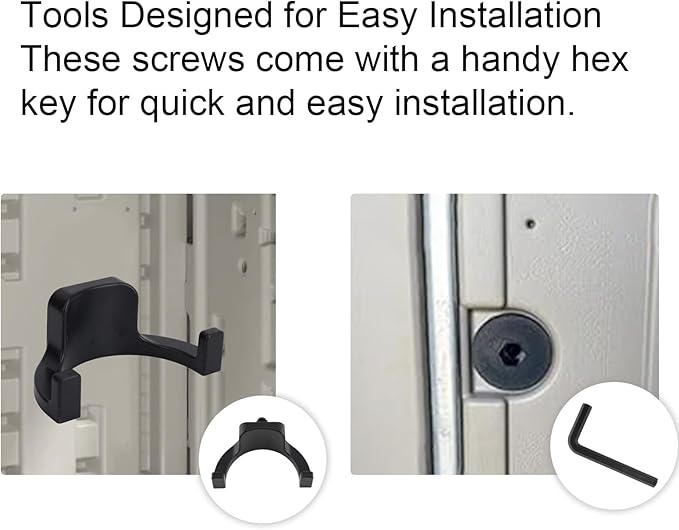 16 Pcs Storage Shed Hooks Set for Suncast, 5 Black U Shaped Tool Hooks Organizer with Long Screw Wrench Short Screw Compatible with Suncast/Craftsman Storage Shed Accessories