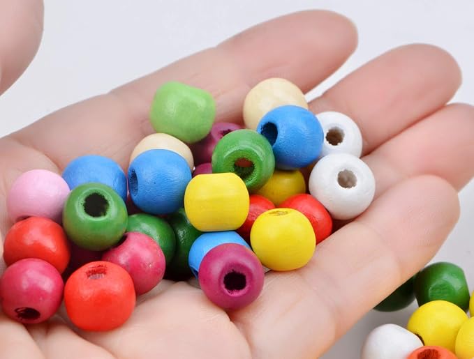 AD Beads Wood Spacer Loose Wooden Craft Beads Big Hole Beads Assorted - Image 4