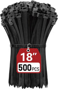 Zip Ties Heavy Duty 18 inch (500 Pack), Heavy Duty Cable Ties with 120 lb Tensile Strength for Outdoor Use, Black Wire Ties, Paloka