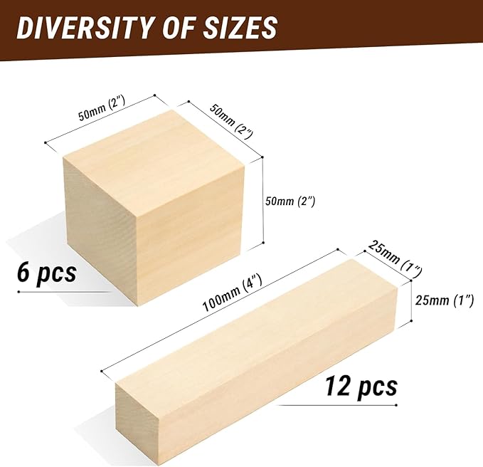 BeaverCraft Basswood Carving Blocks BW18 pcs Whittling Wood - Image 3