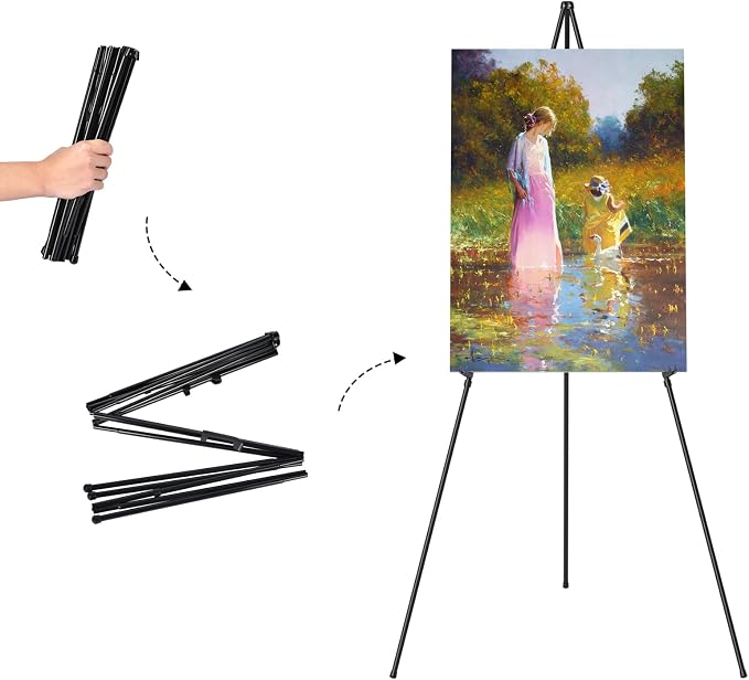 Easel Stand for Sign, Aredy 63" Portable Painting Easel, Lightweight Metal - Image 2