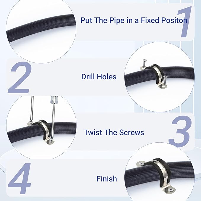 10PCS Reinforced Rigid Pipe Strap Clamp 1-9/16 Inch Conduit Clamp with Rubber Straps, Pipe Brackets for Mounting 2 Hole U Clamps Brackets Strap Hanger Tube Tension Clips Heavy Duty