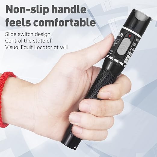 Moocci Visual Fault Locator - VFL Fiber Optic Cable Tester Meter Kit with FC Male to LC Female Adapter - Fiber Optic Tools Tester Detector for LC/FC/SC/ST, Network Cable Test - White