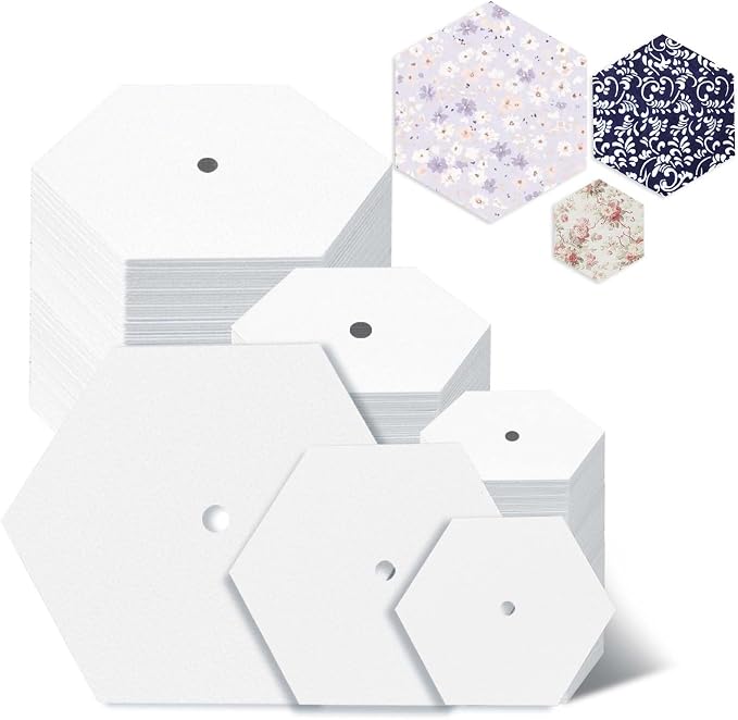 420 PCS Piecing Paper for Quilting 1", 1.5"and 2" Hexagon Quilting Template | by fuceury
