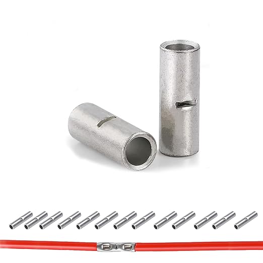 100 PCS Non-Insulated Butt Connectors Kit, AWG 12-10 Wire Ferrules, Electrical Wire Connectors Crimp Ferrule Terminals Kit-BN5.5