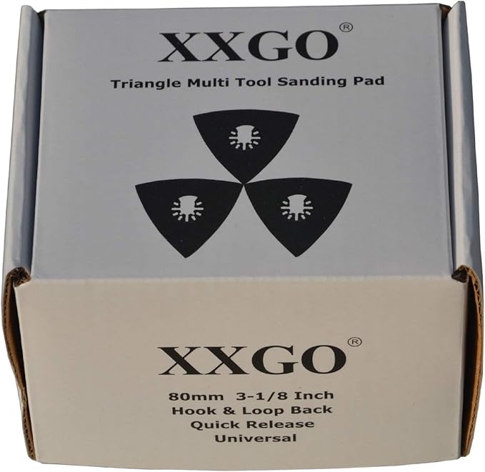 XXGO 3 Pcs 3-1/8 Inch 80mm Triangular Hook & Loop Oscillating Multi Tool Sanding Pads No.XG5508