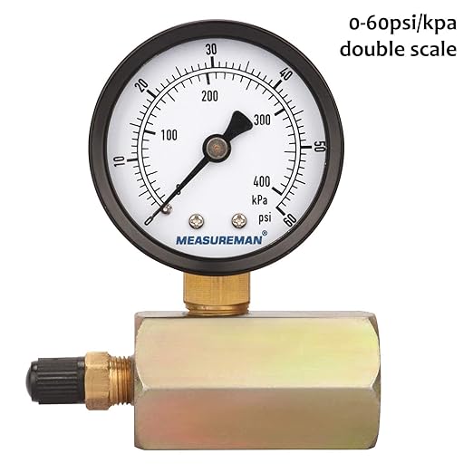 MEASUREMAN 2" Steel Gas Pressure Test Gauge Assembly, 3/4" FNPT Connection, 0-60Psi/kpa, +/-3-2-3% Accuracy