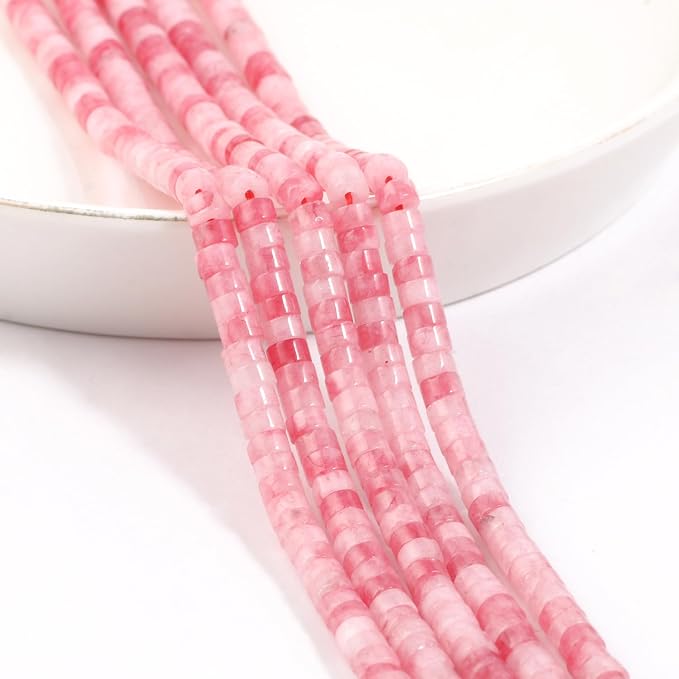 150Pcs 4×2mm Natural Pink White Jade Spacer Stone Beads - Image 6