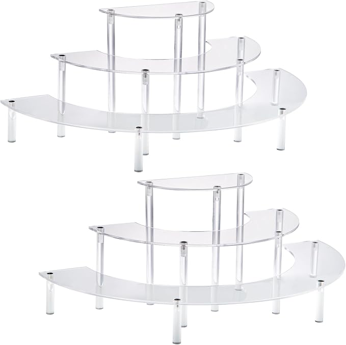 HENABLE Acrylic Display Risers, 3 Tier Clear Cupcake Perfume Stand Organizer by HENABLE