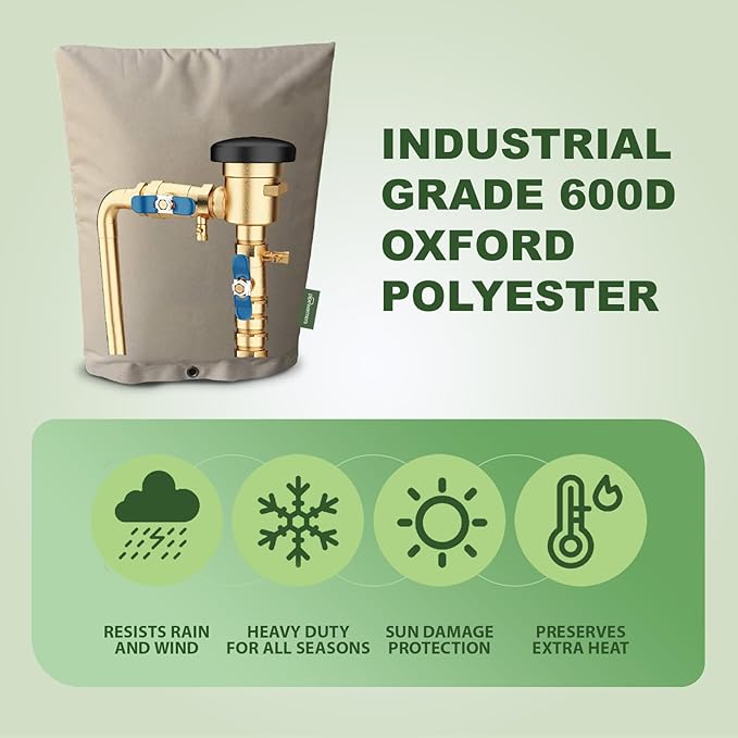 The Original Winter Pipe Insulation Cover (0˚F) - Extra-Thick EVA+NBR (UV-Coated) Insulated Backflow Preventer Freeze Protection, Pump Cover, Sprinkler/Well/Valve Head Cover - (14" W X 18" H)