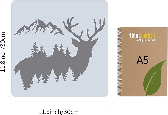 GORGECRAFT Sika Deer Stencil Template 11.8x11.8 Inch Elk Plastic Drawing Sign - Image 2