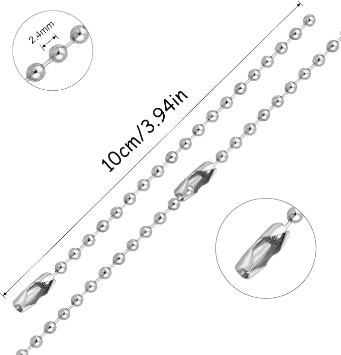 Lemonkey 100Pcs Ball Beads Chain Bulk, 4 Inch Dog Tag Metal Small Chain - Image 2