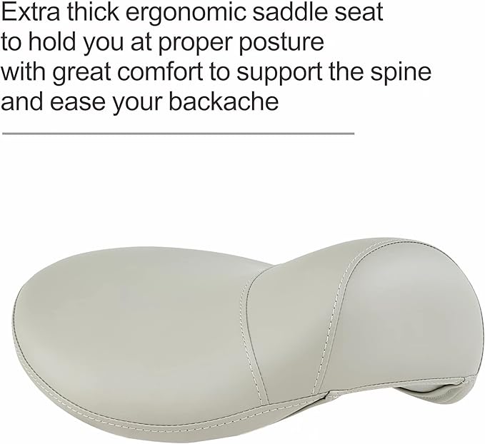 Grace&Grace Ergonomic Rolling Saddle Stool Chair with Wheels Adjustable Swivel Stool with Back and Footrest Heavy Duty for Esthetician, Artist, Dental, Medical, Spa, Salon, Cutting, Home Office
