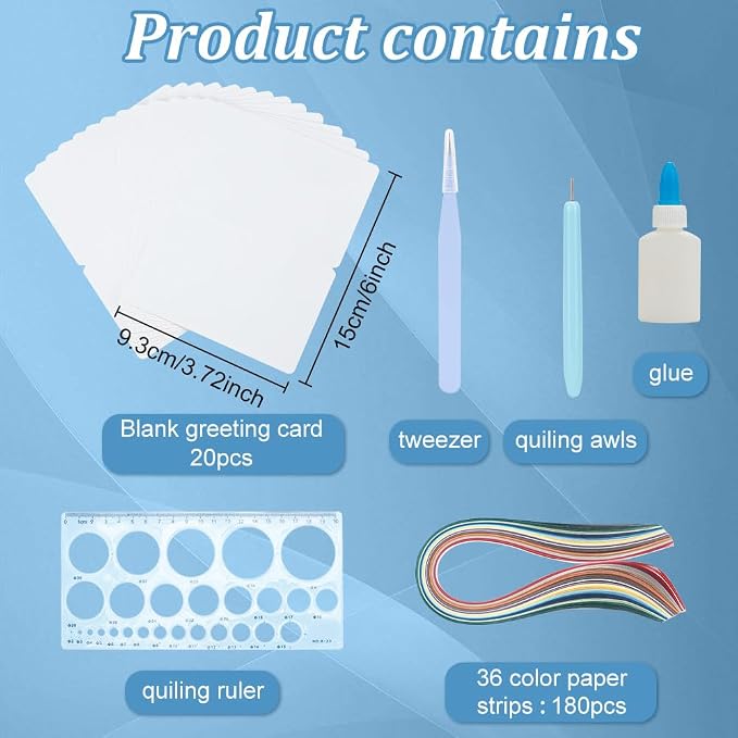 WEBEEDY Paper Quilling Kit 20 Sets Flower Card Quilling Kit - Image 2