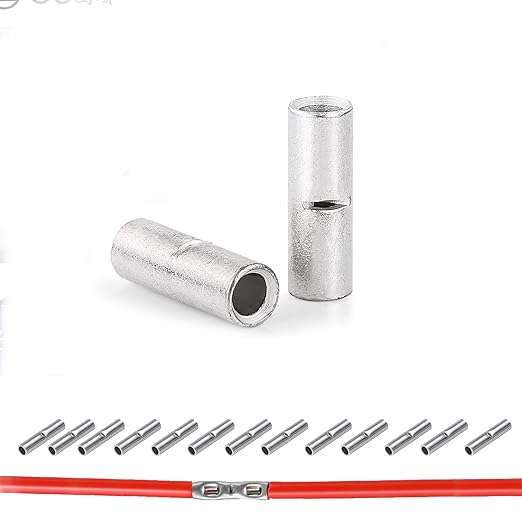 50 PCS Non-Insulated Butt Connectors Kit, AWG #8 Wire Ferrules, Electrical Wire Connectors Crimp Ferrule Terminals Kit-BN8