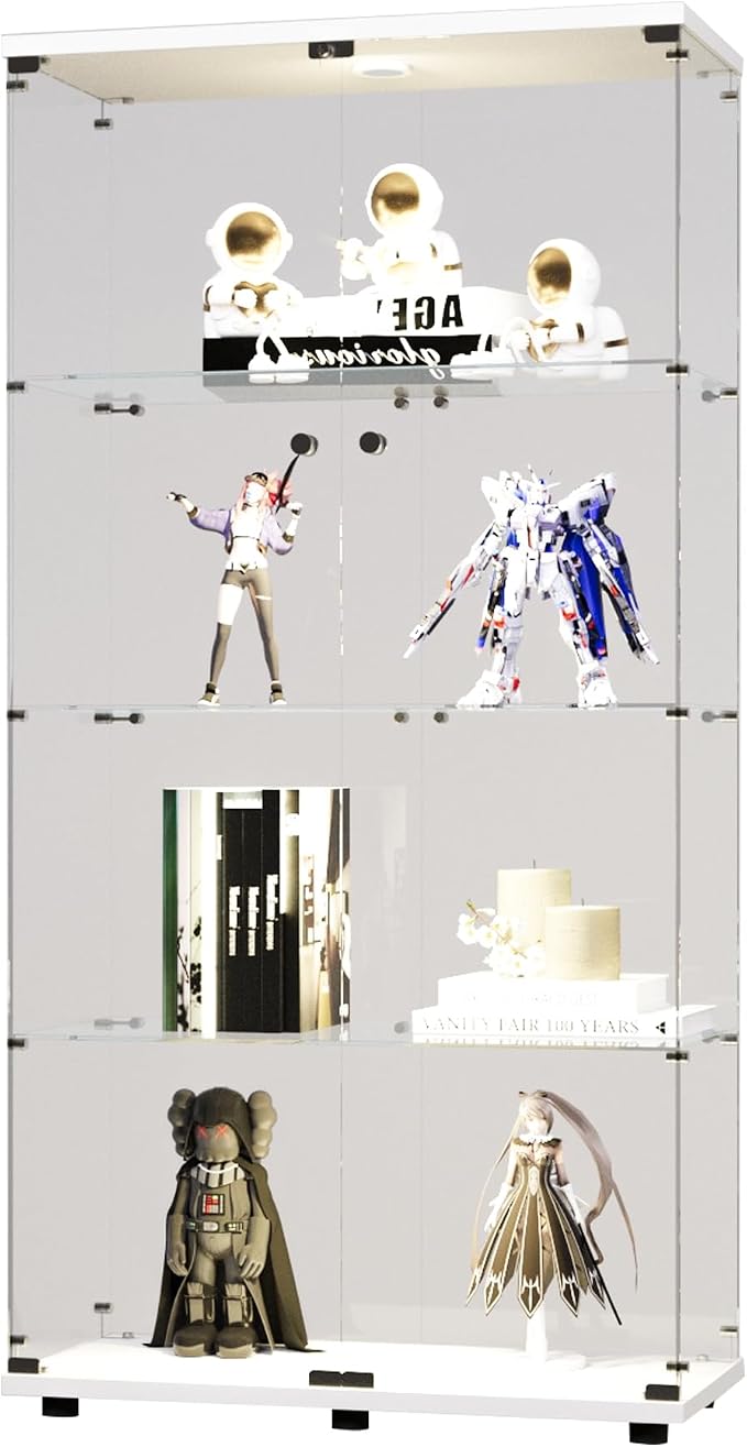 FLYMUHJIA 4-Shelf Tempered Glass Display Cabinet by FLYMUHJIA