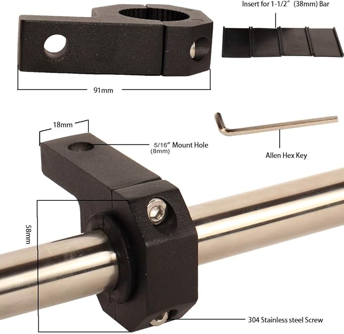 Roll Bar Clamp 1.125 inch (1 1/8"),1.25 inch (1 1/4"),1.375 inch (1 3/8),1.5 inch (1 1/2"),Roof Rollcage Holder for LED Light bar,Fog Lights,Wips