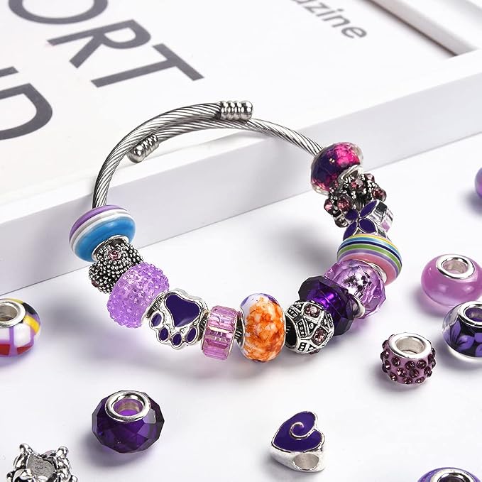 Aipridy European Large Hole Beads, Colorful Glass Charm Beads Set - Image 5