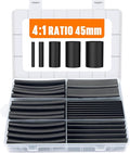 Lsnisni 1.77 Inches Heat Shrink Tubing Kit 200 Pcs, Ratio 4:1 Adhesive Lined, Dual Wall Tube - Marine Grade Waterproof, 5 Diameters, Heat-Shrink Tube, Heat Shrink Cable Sleeve - Black