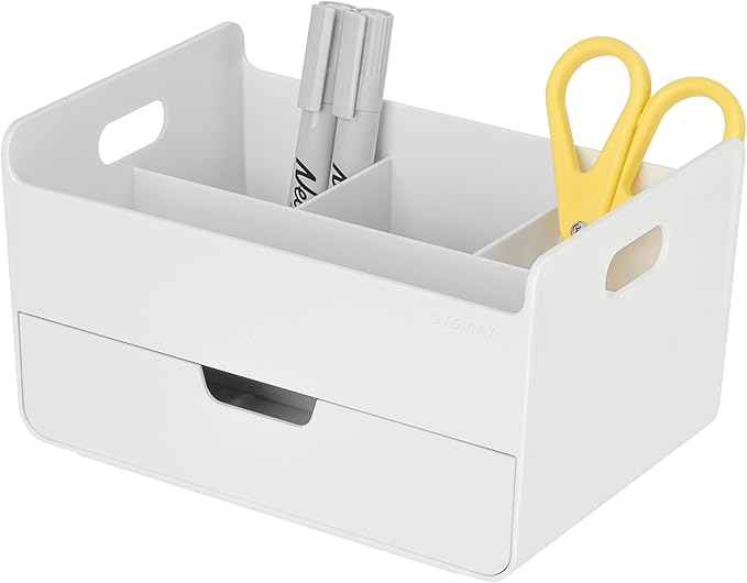 BLUE GINKGO Portable Desk Organizer – Compact 3 Compartment, Half-drawer by BLUEGINKGO