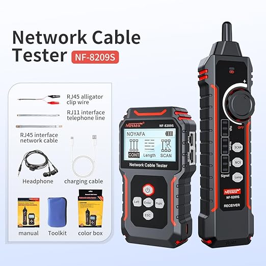NOYAFA NF-8209S Upgrade Advanced Network Cable Tester with PoE& NCV, Cable Length Test, Port Flashing, Multifunction Anti Interference Scanning Modes Wire Tracker