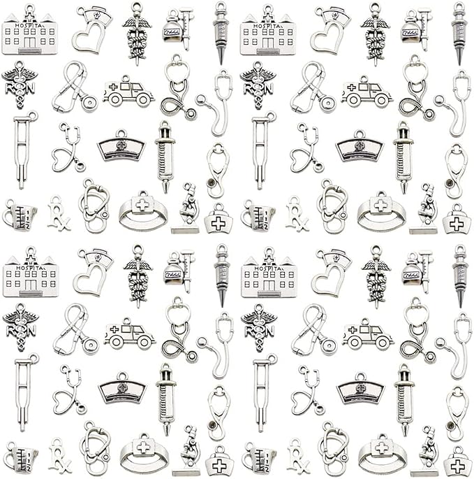 WOCRAFT 120pcs Antique Silver Medical Charms by WOCRAFT