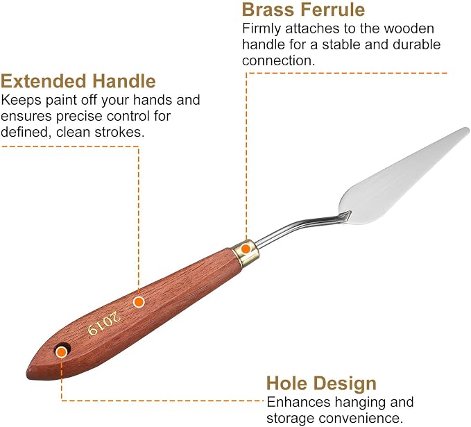 HARFINGTON Palette Knife Painting Tool 2.87" x 0.87" Stainless Steel Teardrop - Image 5