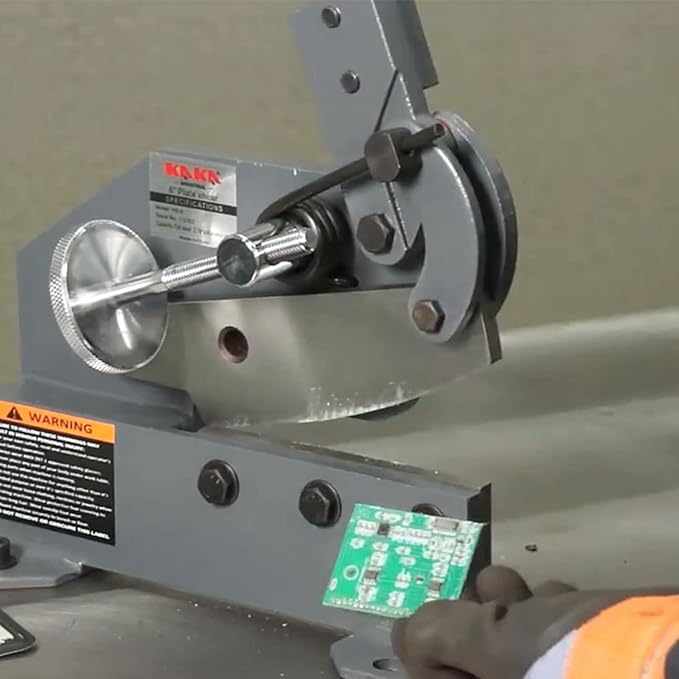 KAKA INDUSTRIAL Manual Metal Shear HS-12, 12 inch Throatless Cutting Machine for Sheet Metal, Plate Steel and Round Bars - Portable Workbench-Mounted Tool