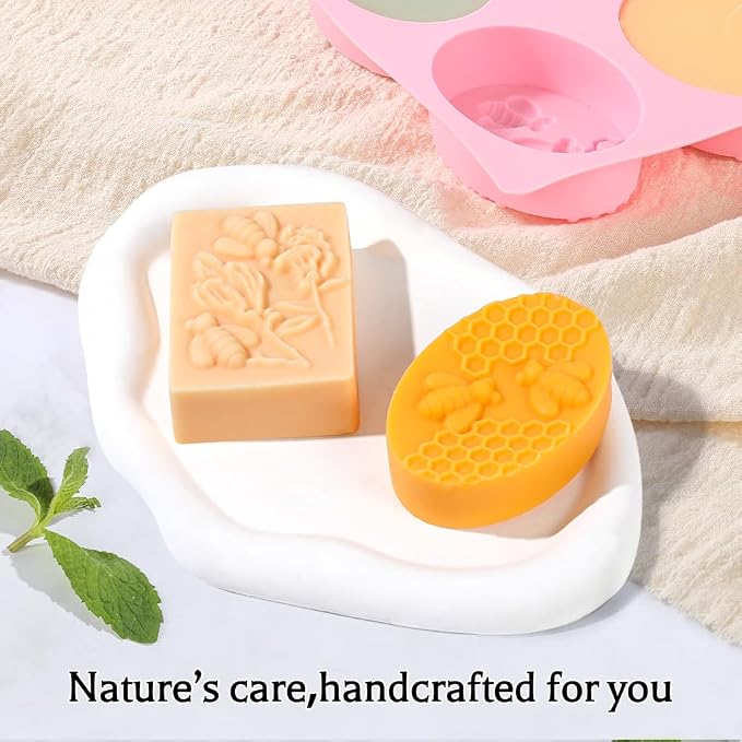 SJ Soap Molds 2 Packs, Oval and Rectangle 3D Honeycomb Silicone Soap Molds - Image 7