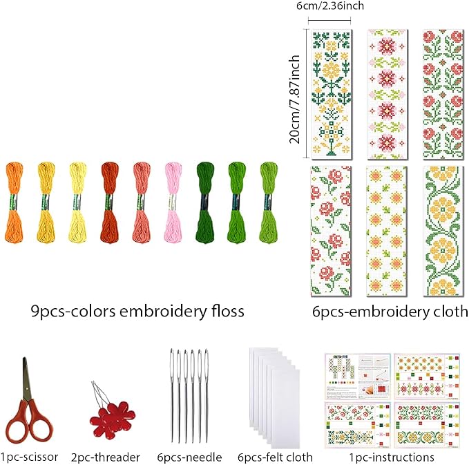 FREEBLOSS 6 PCS Cross Stitch Bookmark Kits - Image 2