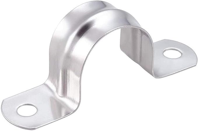 100 Pcs 1/2inch Rigid Pipe Strap,Two Hole Stainless Steel Strap U Bracket, Widened Tube Strap Tension Clip Assortment Kit Heavy Duty Pipe Clamp for Pipe Fixing（20mm）
