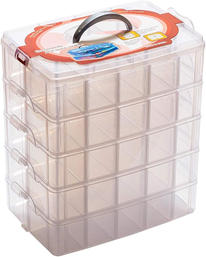 Sooyee 5 Layers Stackable Storage Container Clear 50 Adjustable Compartments by Sooyee