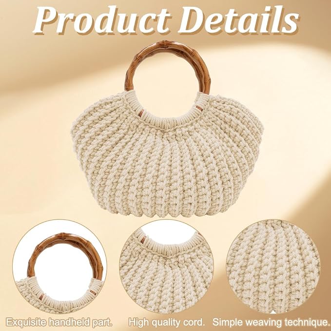 ACRNIGHEET Crochet Bag Kit for Adults Oat Colored Handbag Crochet Kit for - Image 3