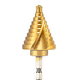 INTHEEND 10 Sizes Step Drill Bit 1/4"–1-3/8", 1/4" Hex Shank HSS Spiral Grooved Steps Drill Bit, Titanium Coating, Large Step Drill Bit for Hole Drilling Cutting for Metal, Aluminum, Wood, Plastic