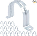 20 PCS 2 Inch Reinforced Rigid Pipe Strap, 2 Holes U Bracket Cable Clamp Hanger, Zinc Coated Tension Tube Clip, Conduits Strap Clamps for Pipe Fixing on Various Surfaces, 20 PCS(50 mm)