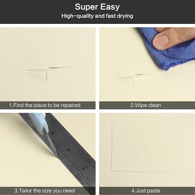Leather Repair Patch Kit – 17x79 Inch Instant Repair for Scratches, Cracks & Peels on Furniture, Couch, Sofa, Car Seats, Handbags, Cabinets – Heavy-Duty Adhesive Leather Repair Tape (Beige)