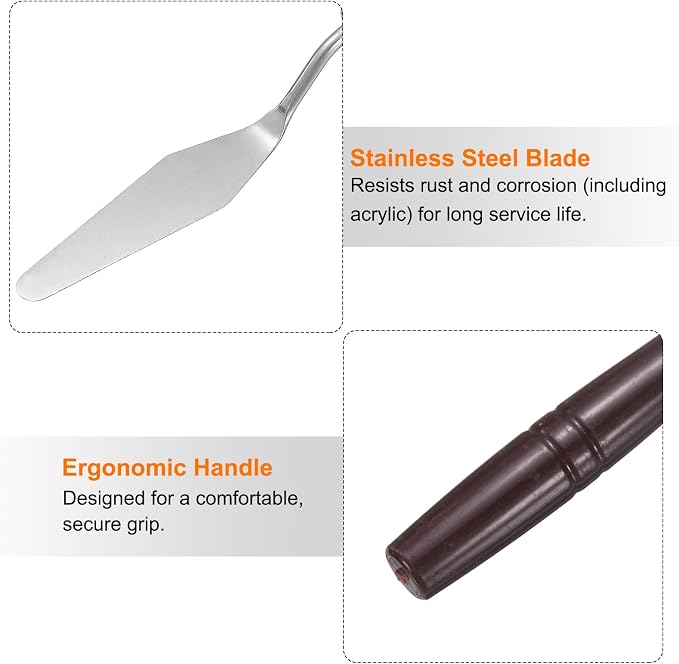 HARFINGTON 8pcs Palette Knife Painting Tool 7.68" Pointed Stainless Steel Blade - Image 5
