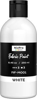 Nicpro White Fabric Paint, 8.45 oz Fabric Paint by Nicpro