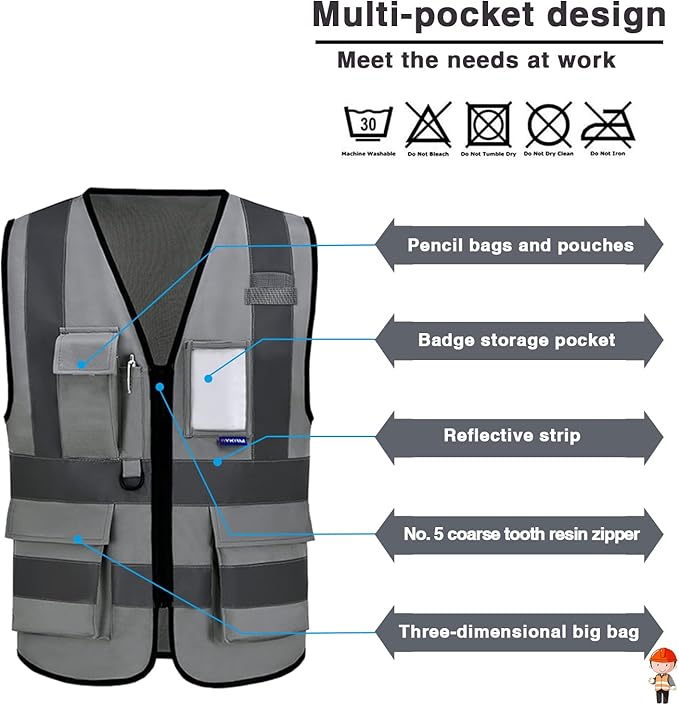 A-SAFETY grey hi vis vest