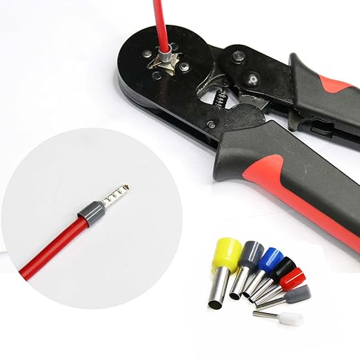 Ferrule Crimping and stripperring Tool Kit, Contain One AWG 23-7 (0.25-10mm²) Self-Adjustable Ratchet Wire Crimping Tool, Suitable for AWG10-24(0.2-6mm²) Wire Stripper and 1900PCS Wire Terminals