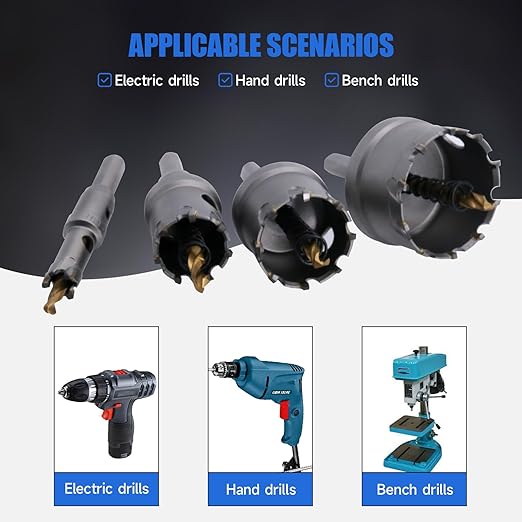 Pro Edge 20pcs Carbide Hole Saw Kit for Hard Metal, TCT 1/2"-2-1/4" Hole Cutter Set for Stainless Steel, Iron, Alloy, Aluminum, with Two Extra Titanium Plated Pilot Center Drill and Two L-Wrench