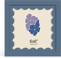 6x6 Picture Frame with Wavy Mat, Wooden Real Glass 6 x 6 Photo Frame by THKRLOF