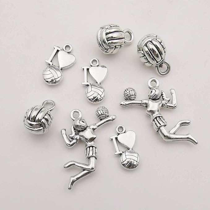 Youdiyla 45 Volleyball Charms Collection, Bulk I Love Sport Volleyball Girl - Image 3