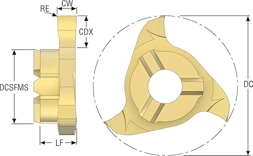 Seco Tools 03041955 (Pack of 2) Carbide PVD Replaceable Head Disc Mill R335.14-217215.12Z3-M03 F32M, 0.8543" Cutting Diameter, 0.0890" Cutting Width, 3 Cutting Teeth
