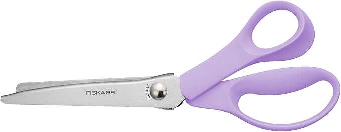 Fiskars Fashion Pinking Shears, Stainless Steel Blades for Zigzag Cutting, Ergonomic Handle for Comfort, Purple