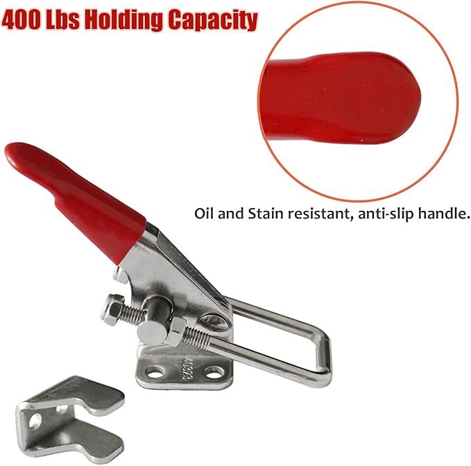Toggle Clamp Latch 400LBs, 304 Stainless Steel Durable Adjustable U Bolt Holding Quick Release Latch 40323-2pcs with12pcs Screws