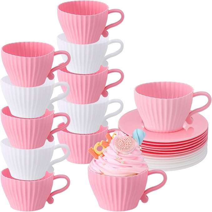 Vesici 24 Pcs Silicone Teacup Cupcake Molds Muffin Cups by Vesici