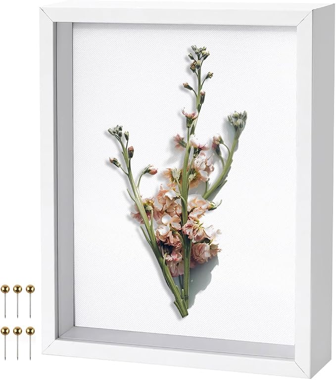 White 8×10 Shadow Box Display Frame, Premium Linen Backboard and Included by Unknown