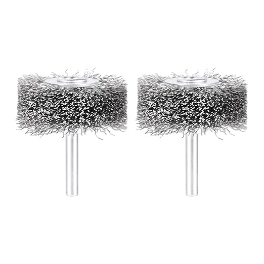 dophee 2Pcs 2 Inch Wire Wheel Brush for Drill Attachment 0.0118" Coarse Crimped Carbon Steel Wire 1/4 Inch Round Shank Wire Wheel Brush for Rust Corrosion Paint Removal