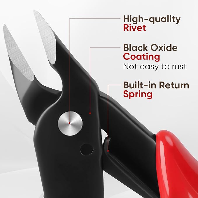5 Inch Flush Cutters, 1 Pack Micro Wire Cutters, Sharp Zip Tie Cutter, - Image 4